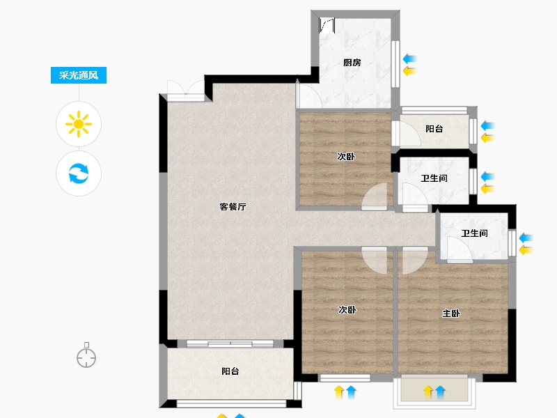 湖南省-湘潭市-银港国际-90.03-户型库-采光通风