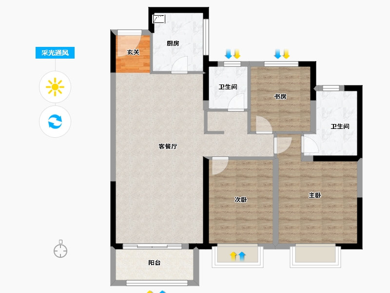 山东省-泰安市-华润置地万象府-94.00-户型库-采光通风