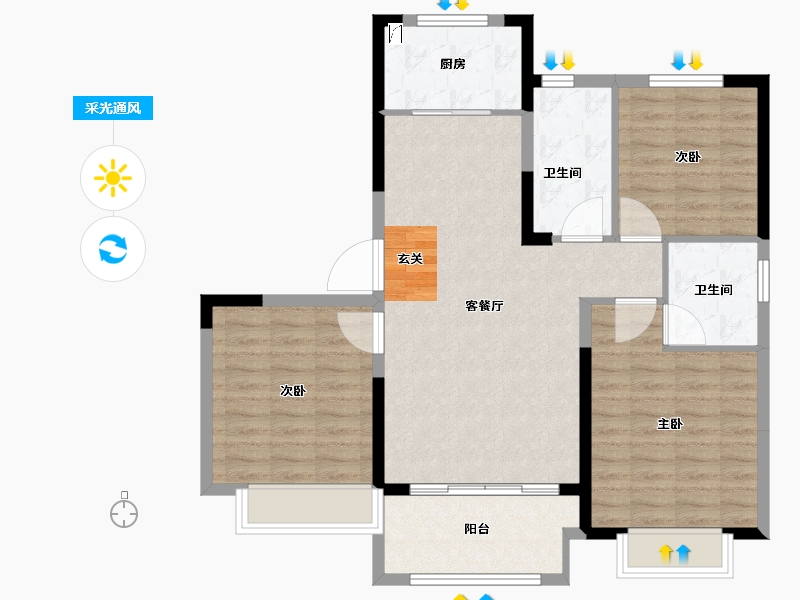 山东省-泰安市-华润置地万象府-94.00-户型库-采光通风