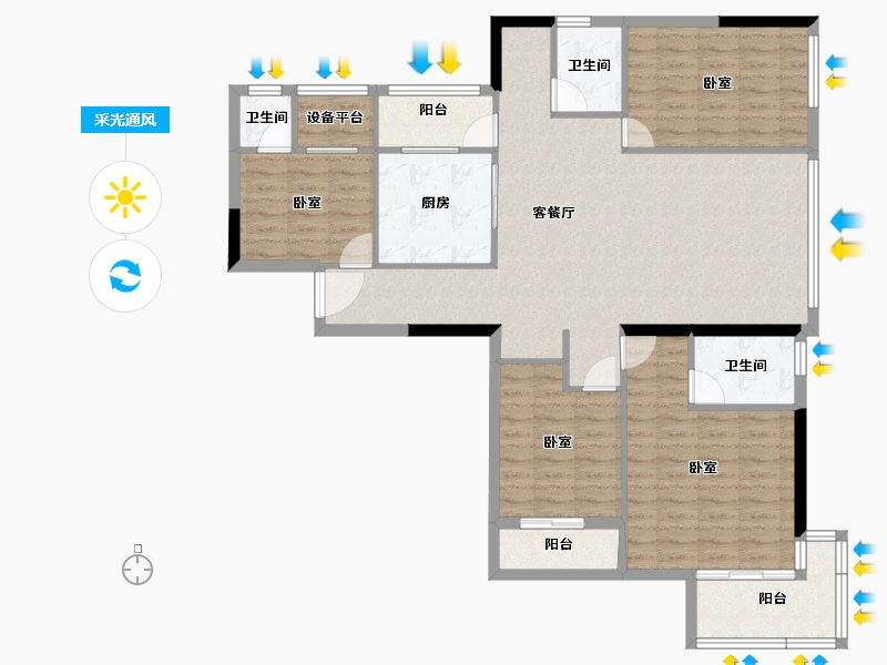 湖北省-孝感市-云湖尚景-119.08-户型库-采光通风