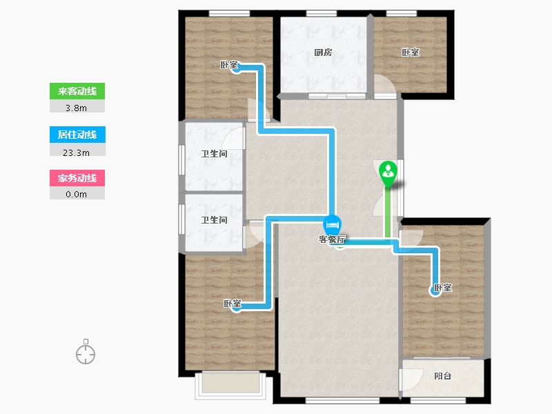 山东省-潍坊市-华普凤栖壹号院-130.56-户型库-动静线