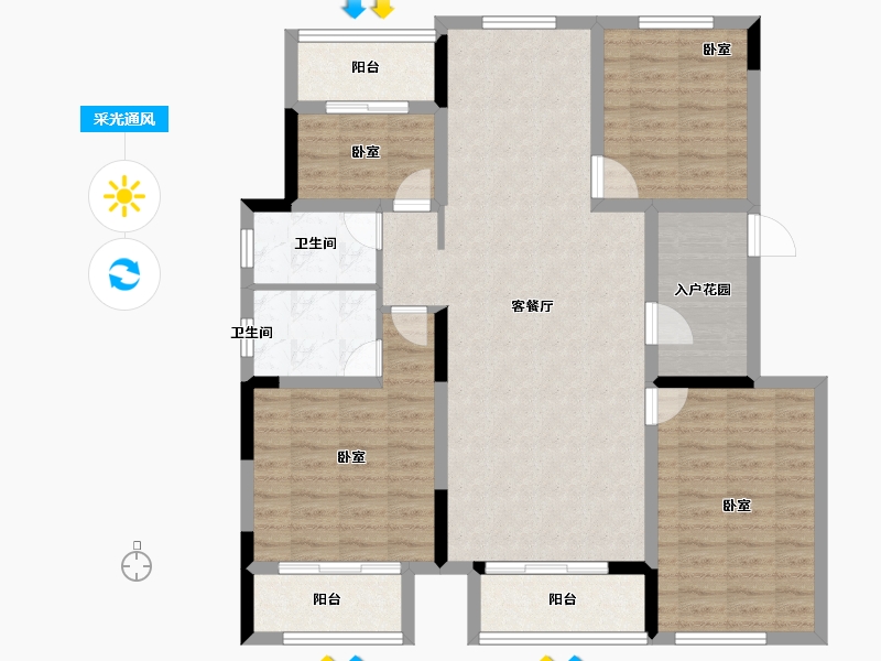 河南省-开封市-通许溪湖公馆-111.40-户型库-采光通风