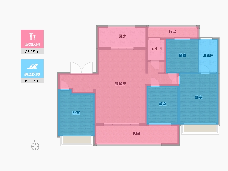 山东省-潍坊市-旭辉银盛泰博观天成-134.82-户型库-动静分区