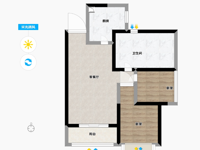 广东省-深圳市-嘉信云峰公馆住宅-60.00-户型库-采光通风