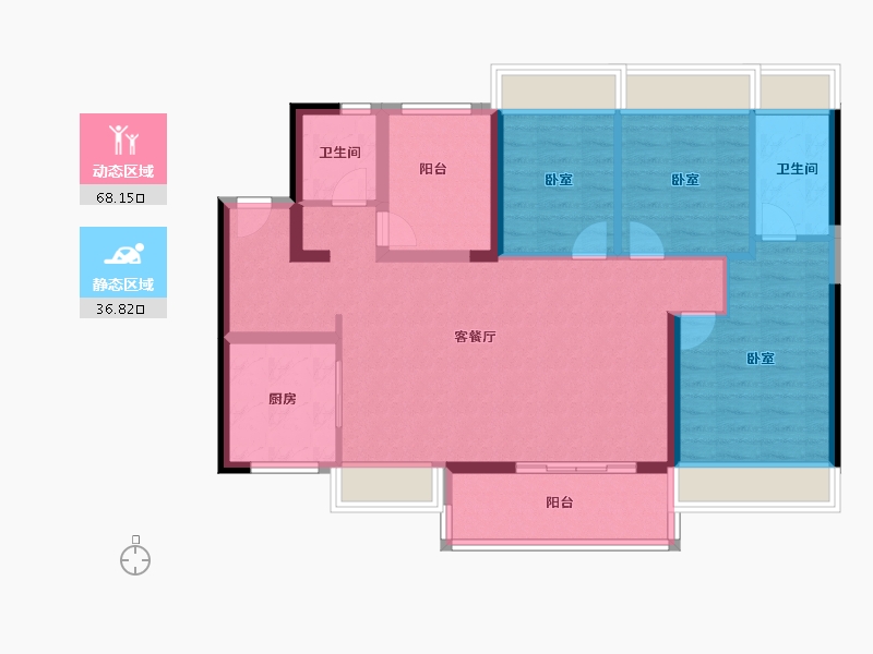 广东省-佛山市-美的云悦江山-94.00-户型库-动静分区