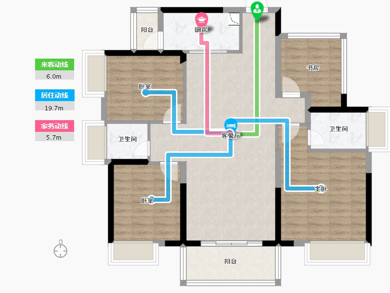 广西壮族自治区-贺州市-龙光玖誉湖-104.16-户型库-动静线