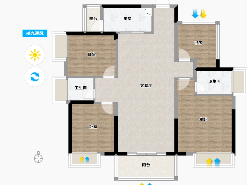 广西壮族自治区-贺州市-龙光玖誉湖-104.16-户型库-采光通风