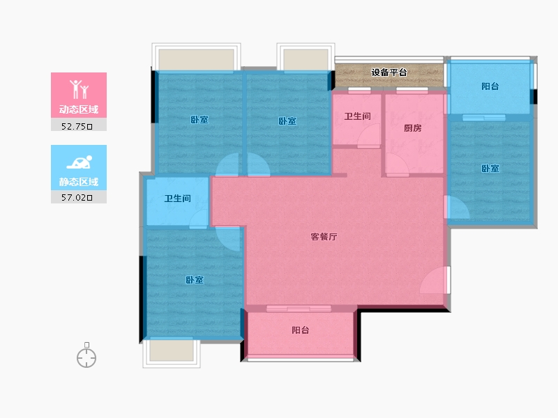 湖北省-孝感市-云湖尚景-102.86-户型库-动静分区