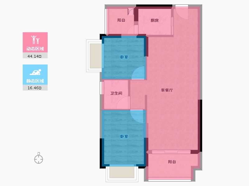 广东省-阳江市-敏捷翰林府-53.70-户型库-动静分区