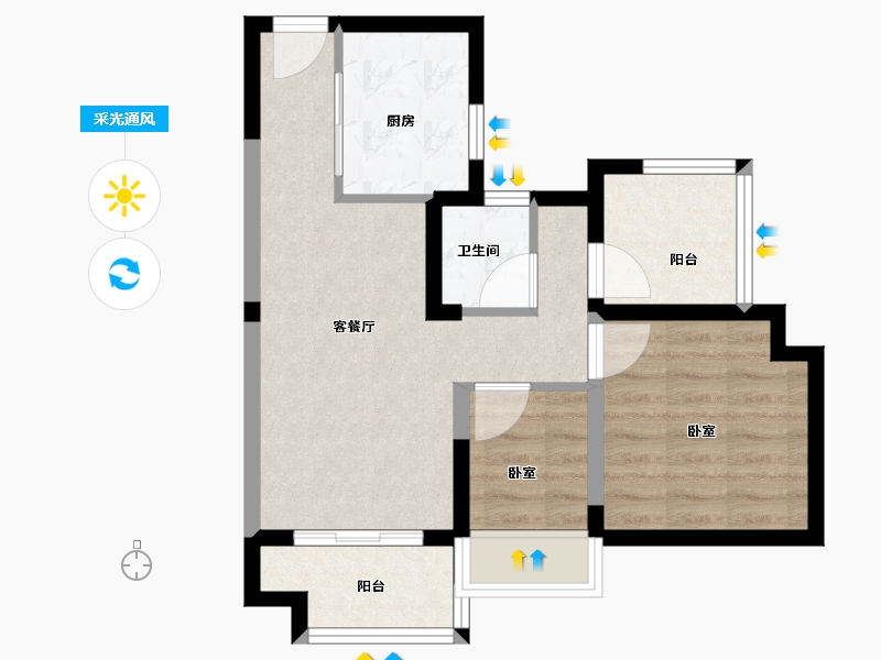 广东省-佛山市-保利时光印象-55.00-户型库-采光通风