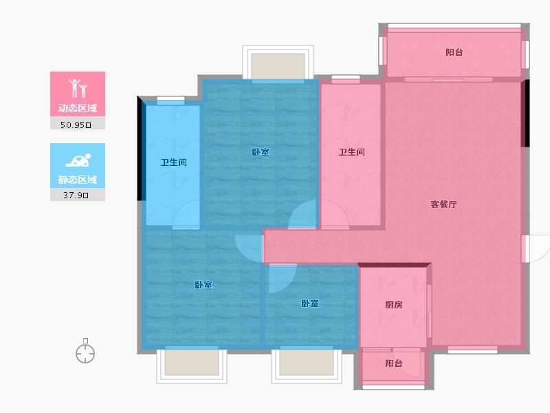 广东省-东莞市-华建骏景园-80.86-户型库-动静分区