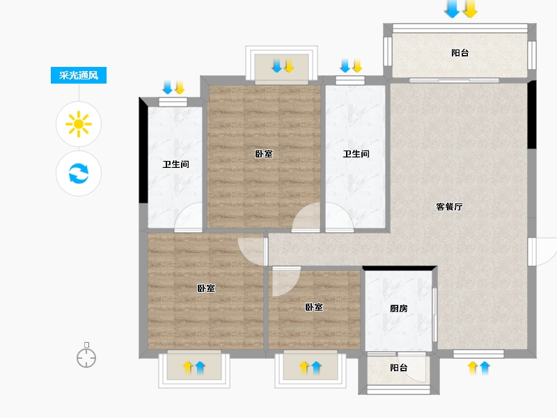 广东省-东莞市-华建骏景园-80.86-户型库-采光通风