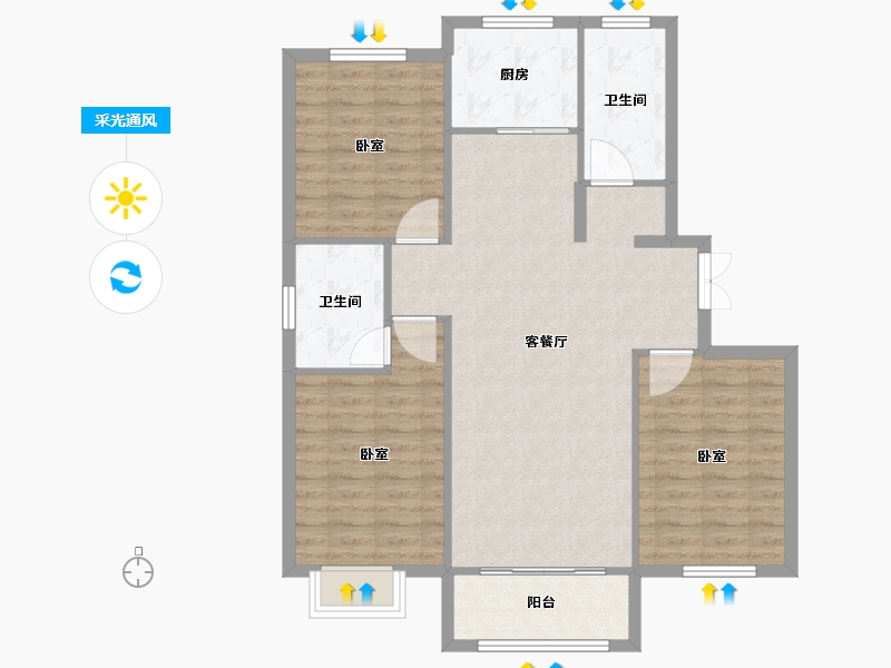 山东省-聊城市-兴城·海德庄园-98.00-户型库-采光通风