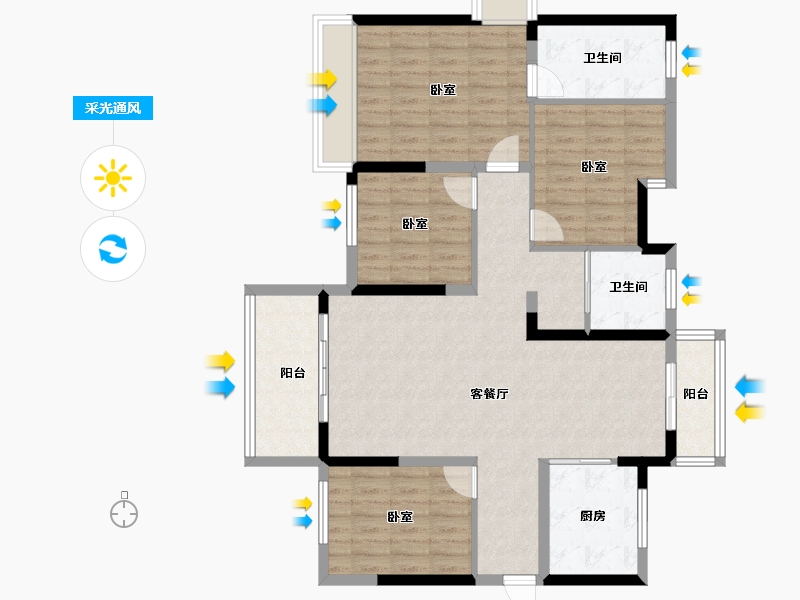 湖南省-衡阳市-创发城1938-107.15-户型库-采光通风