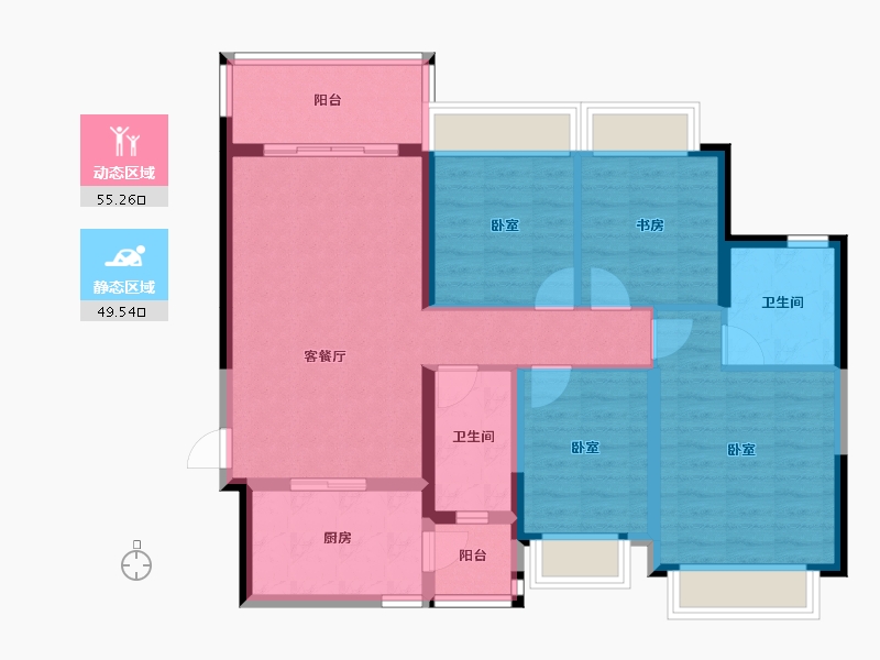 广东省-佛山市-顺德恒大江湾-93.39-户型库-动静分区