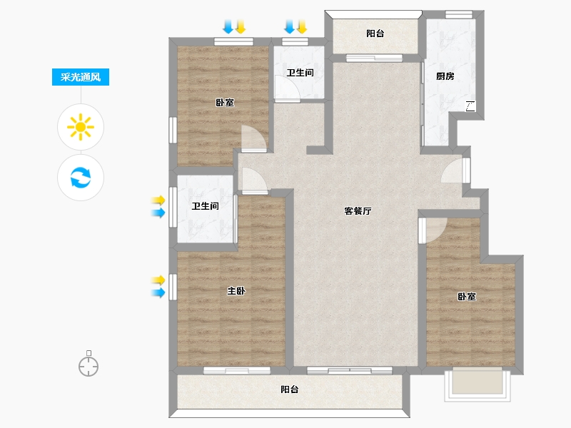 河北省-石家庄市-赫石府-100.73-户型库-采光通风