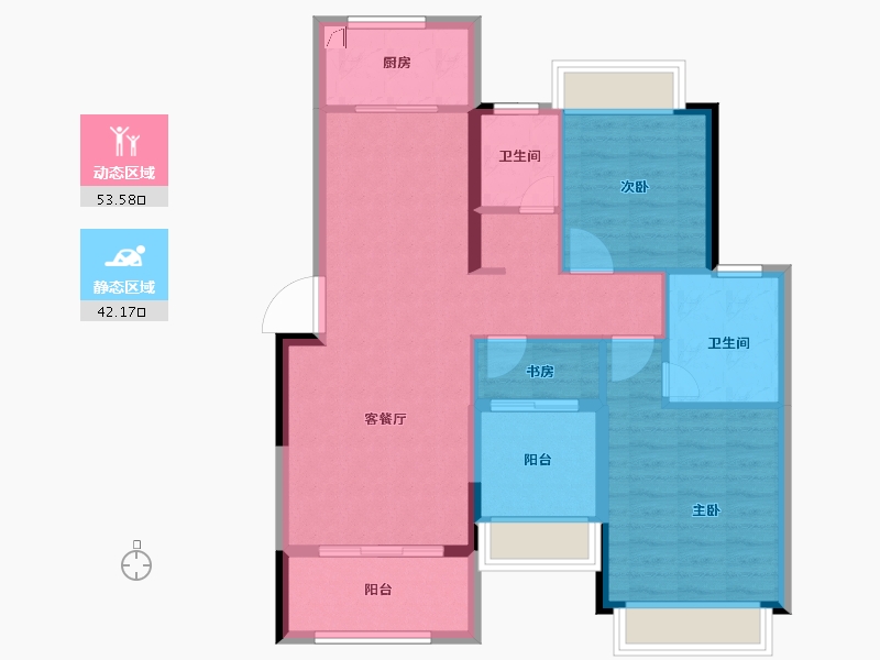 湖南省-常德市-核拓普·西湖汇-85.62-户型库-动静分区