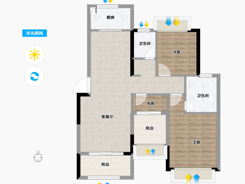 湖南省-常德市-核拓普·西湖汇-85.62-户型库-采光通风