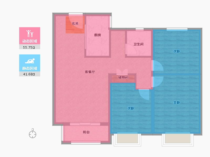 山东省-泰安市-泽华·裕泰园-88.00-户型库-动静分区