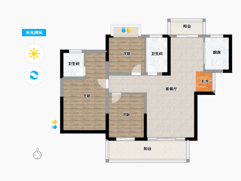 河南省-平顶山市-广诚·美林府-100.65-户型库-采光通风