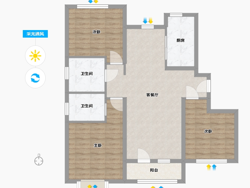 山东省-烟台市-中节能聚创新城-88.00-户型库-采光通风