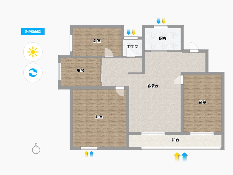 山东省-济宁市-绿郡公馆-121.90-户型库-采光通风