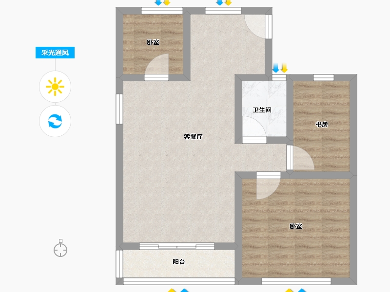 山东省-淄博市-自在庄园-66.00-户型库-采光通风