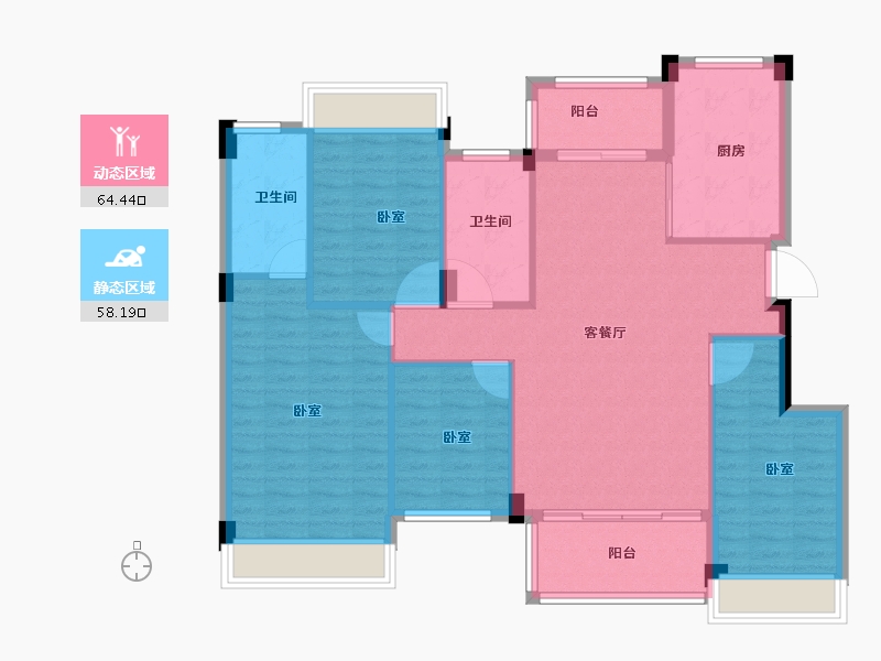 湖南省-衡阳市-衡阳罗马都市-111.66-户型库-动静分区