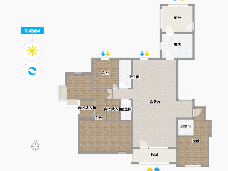 山东省-烟台市-天马相城二期-213.00-户型库-采光通风