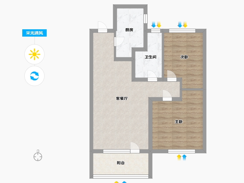 山东省-烟台市-中节能聚创新城-61.99-户型库-采光通风