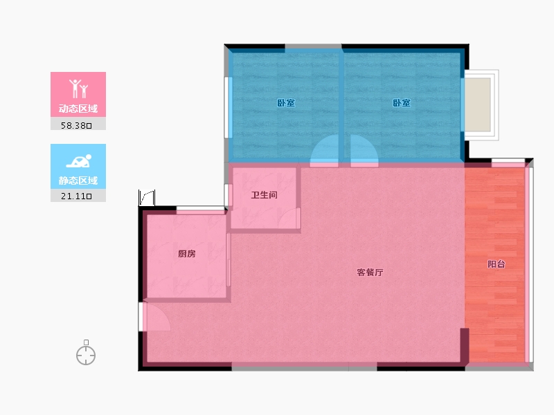 湖南省-衡阳市-富力碧桂园·衡中心-72.55-户型库-动静分区