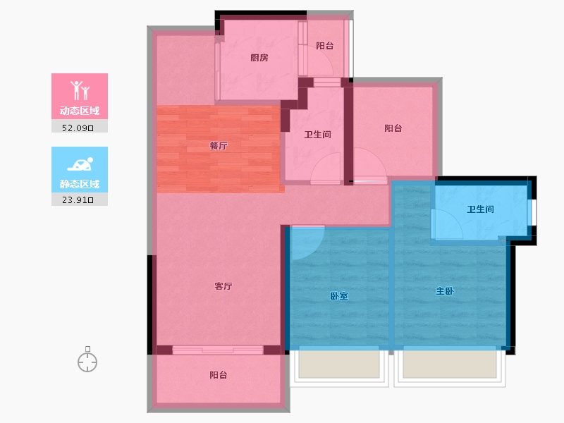 广东省-惠州市-龙光玖榕府-70.20-户型库-动静分区