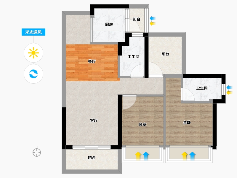 广东省-惠州市-龙光玖榕府-70.20-户型库-采光通风