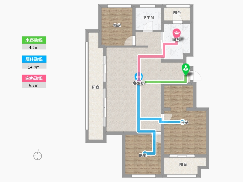 山东省-淄博市-自在庄园-96.00-户型库-动静线