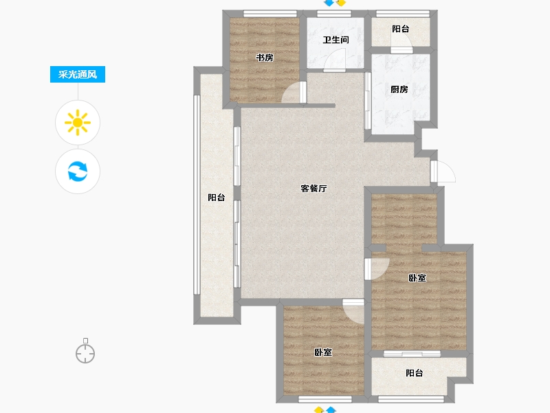 山东省-淄博市-自在庄园-96.00-户型库-采光通风