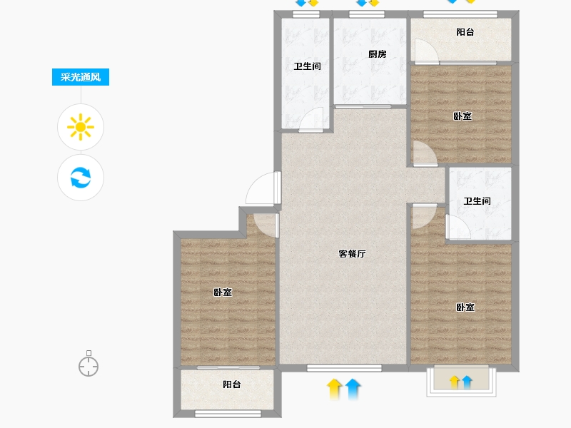 山东省-聊城市-兴城·海德庄园-109.00-户型库-采光通风