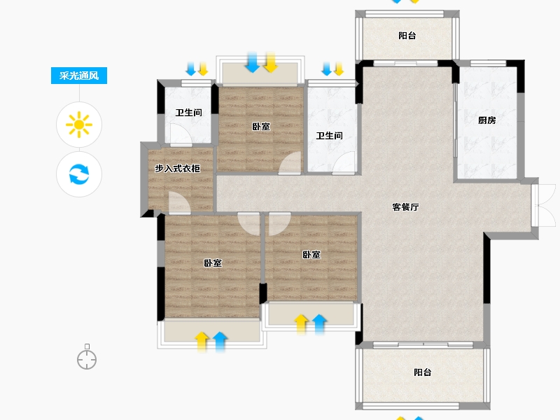 湖南省-衡阳市-阳光美城-116.21-户型库-采光通风