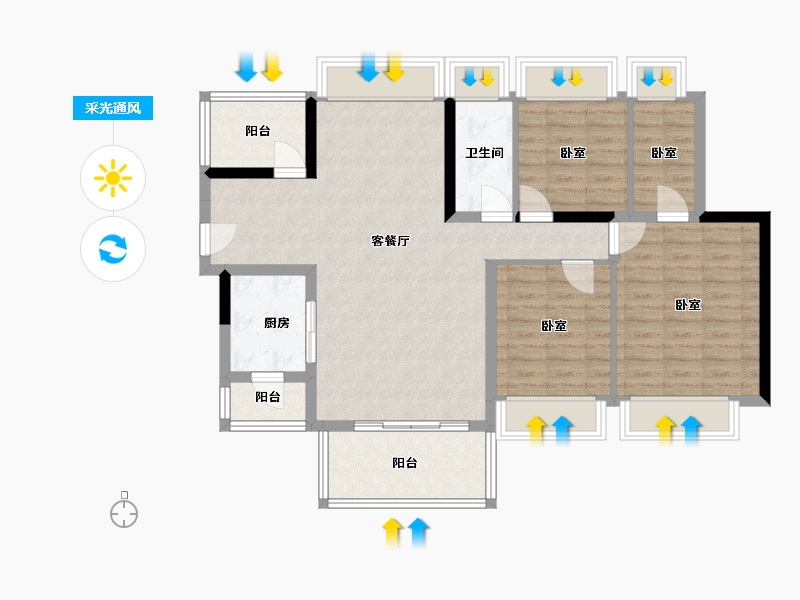 广东省-河源市-龙光玖龙府-96.01-户型库-采光通风