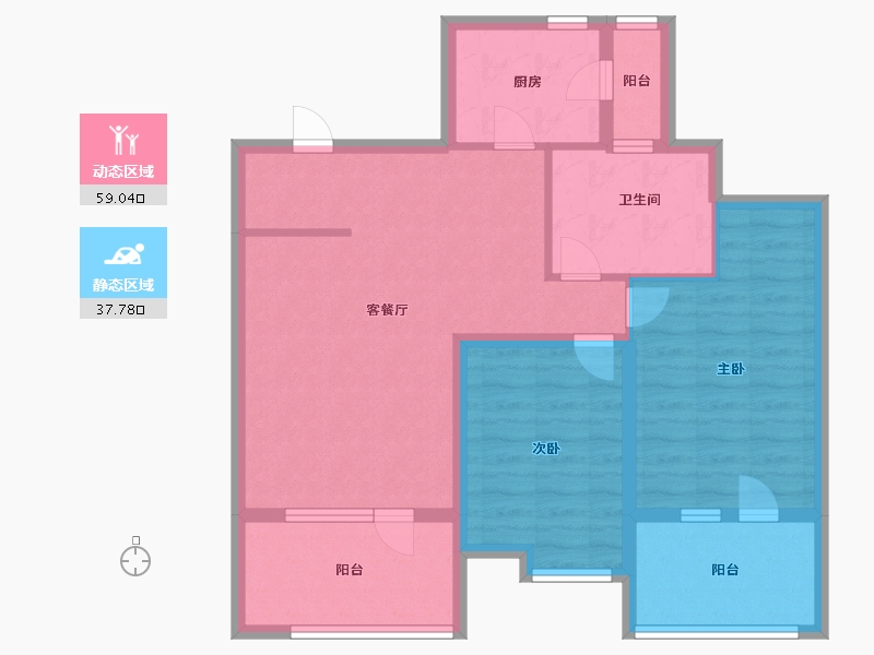 山东省-烟台市-天马相城二期-86.00-户型库-动静分区