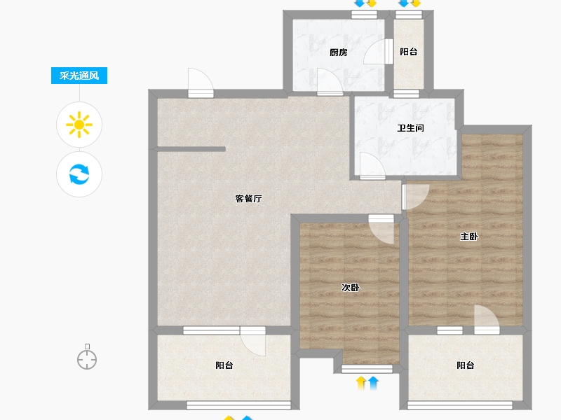 山东省-烟台市-天马相城二期-86.00-户型库-采光通风