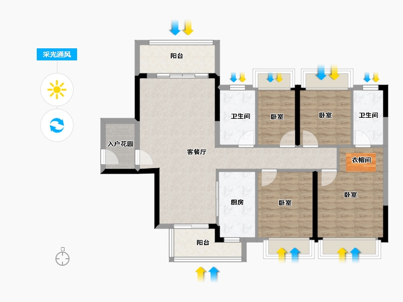 广东省-阳江市-敏捷翰林府-100.87-户型库-采光通风