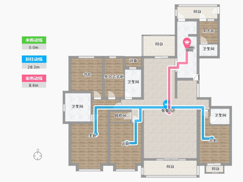 山东省-烟台市-天马相城二期-206.70-户型库-动静线