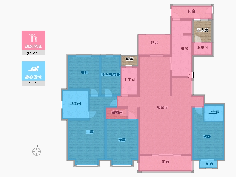 山东省-烟台市-天马相城二期-206.70-户型库-动静分区