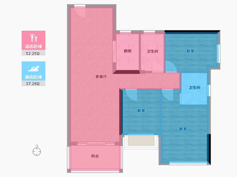 广东省-河源市-汇景·九里湾花园-80.54-户型库-动静分区