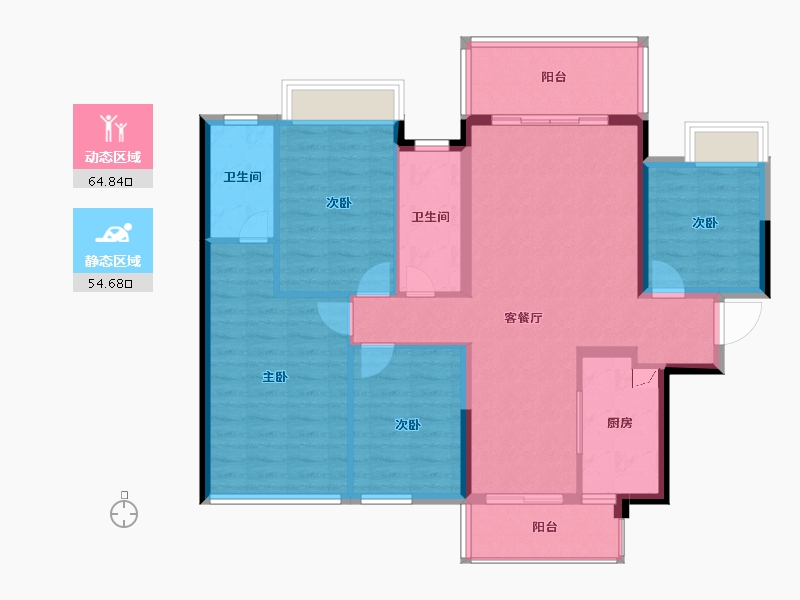 广西壮族自治区-贺州市-龙光玖誉湖-107.57-户型库-动静分区