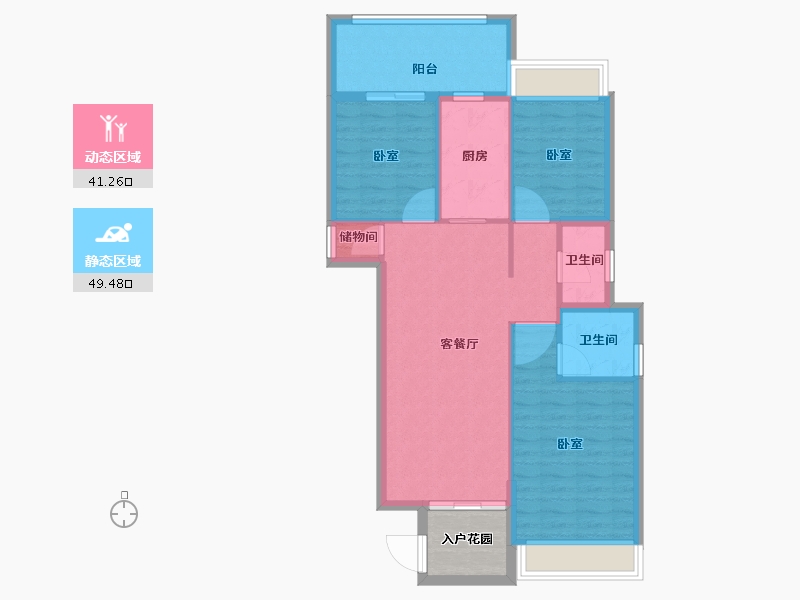 广东省-汕头市-东晖雅居-86.17-户型库-动静分区