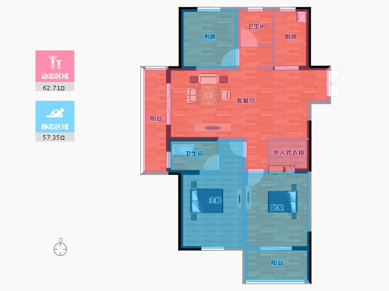 江苏省-宿迁市-名流望府-106.91-户型库-动静分区