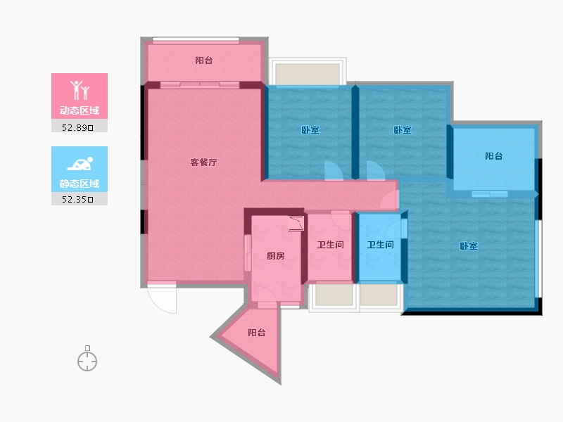 广东省-深圳市-嘉信云峰公馆住宅-92.99-户型库-动静分区