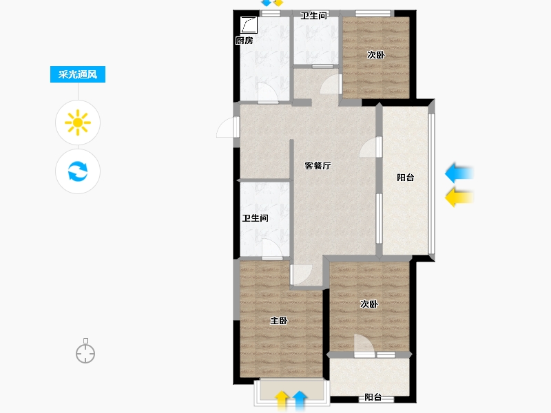 山东省-青岛市-龙湖龙誉城-87.20-户型库-采光通风