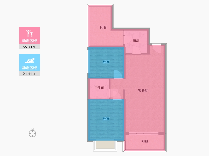 贵州省-安顺市-安普翡丽云邸-68.49-户型库-动静分区